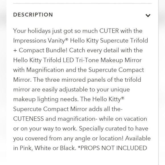 Impressions X Hello Kitty Super Cute Tri-Fold & Compact Mirror Bundle - Picture 2 of 8